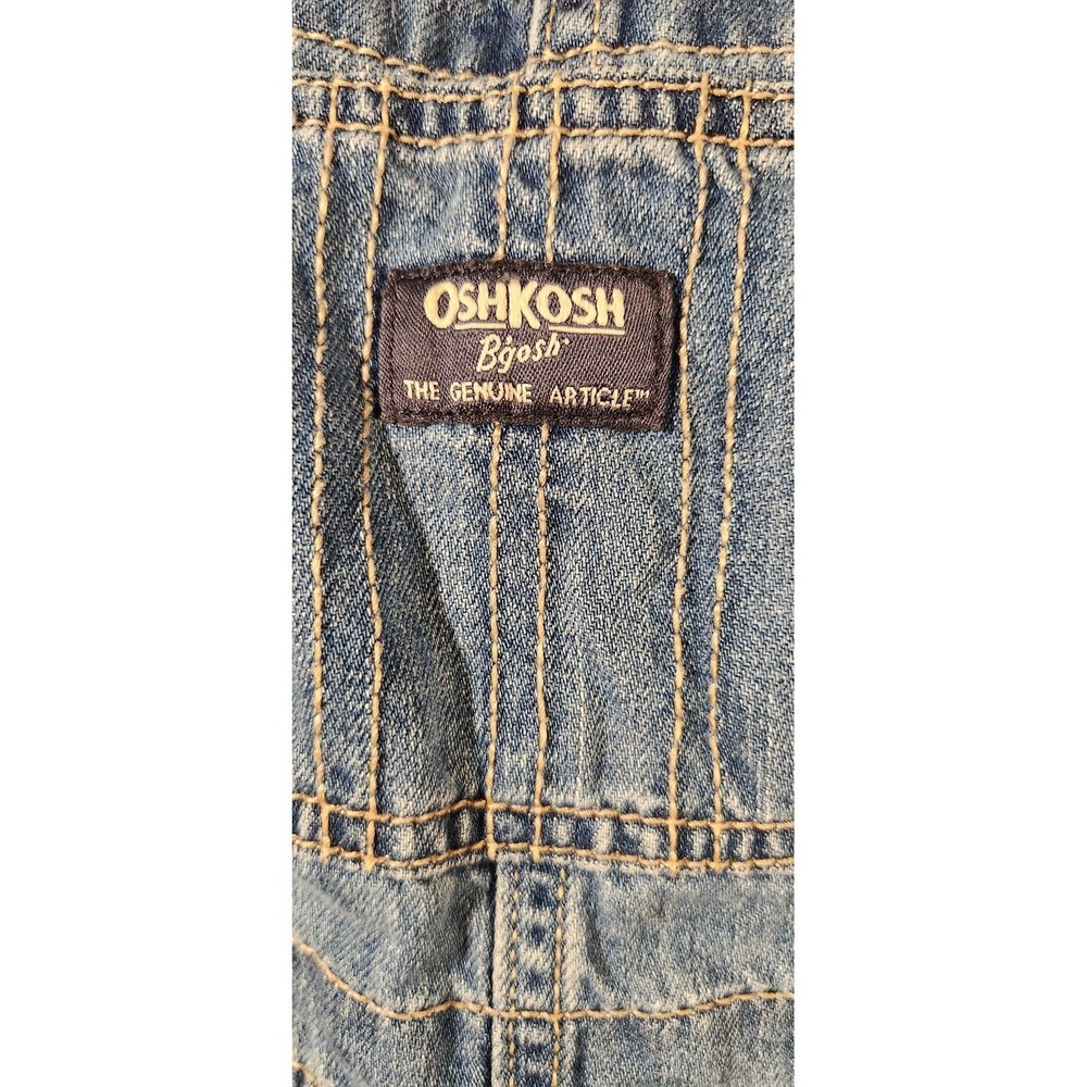 OshKoshVintage B'gosh Overalls Boys 24M Blue Denim Cargo Utility Adjustable - Picture 2 of 14